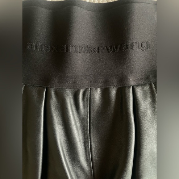 Alexander Wang Black Lambskin Leather Shorts Logo Waistband Side Zip Size 6 - Picture 4 of 12